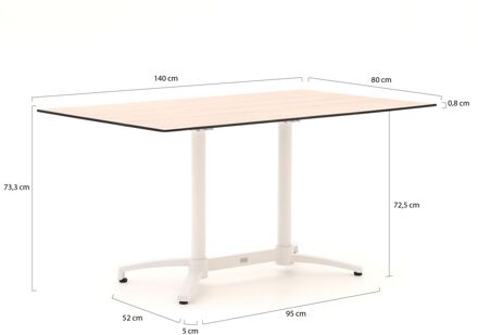 Bellagio Canzo klaptafel 140x80x73cm - Laagste prijsgarantie! Wit