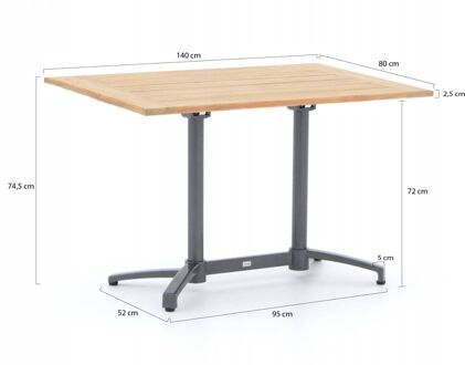 Bellagio Canzo klaptafel 140x80x75cm - Laagste prijsgarantie! Bruin