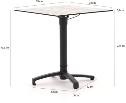 Bellagio Canzo klaptafel 70x70x73/109cm verstelbaar - Laagste prijsgarantie! Grijs