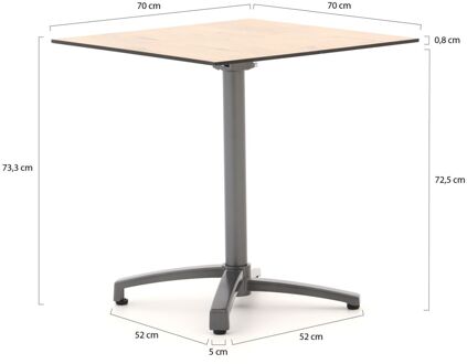 Bellagio Canzo klaptafel 70x70x73cm - Laagste prijsgarantie! Bruin