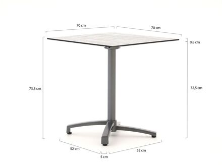 Bellagio Canzo klaptafel 70x70x73cm - Laagste prijsgarantie! Grijs