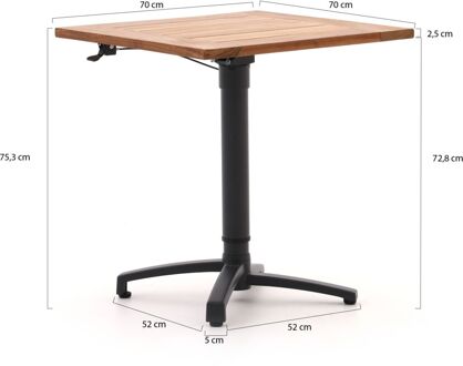 Bellagio Canzo klaptafel 70x70x75/110cm verstelbaar - Laagste prijsgarantie! Bruin