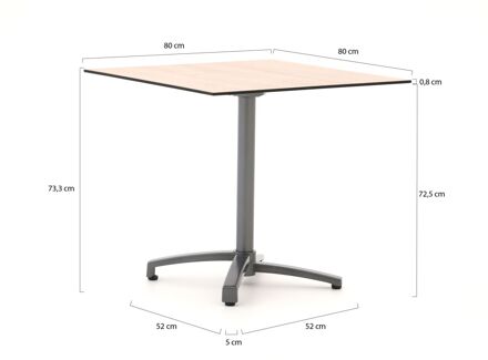 Bellagio Canzo klaptafel 80x80x73cm - Laagste prijsgarantie! Bruin