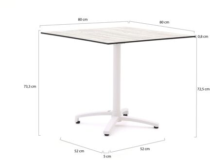 Bellagio Canzo klaptafel 80x80x73cm - Laagste prijsgarantie! Wit