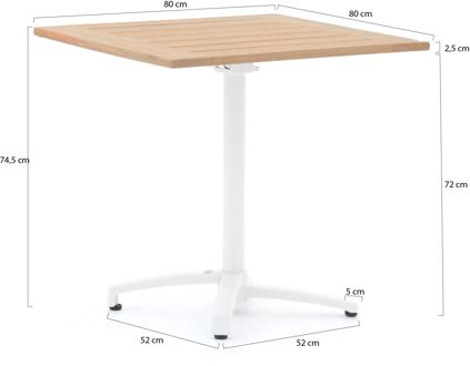 Bellagio Canzo klaptafel 80x80x75cm - Laagste prijsgarantie! Bruin