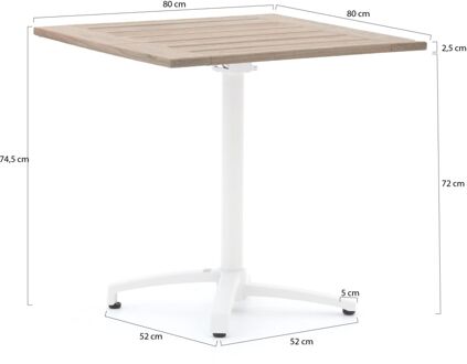 Bellagio Canzo klaptafel 80x80x75cm - Laagste prijsgarantie! Wit