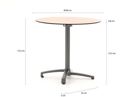 Bellagio Canzo klaptafel ø 80cm (h:73cm) - Laagste prijsgarantie! Bruin