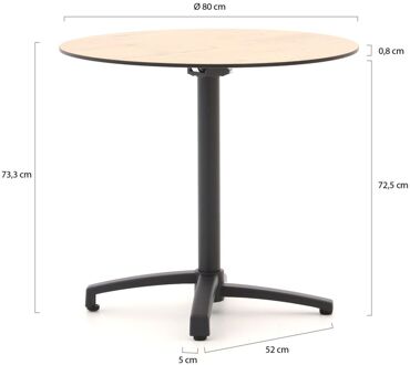 Bellagio Canzo klaptafel ø 80cm (h:73cm) - Laagste prijsgarantie! Grijs