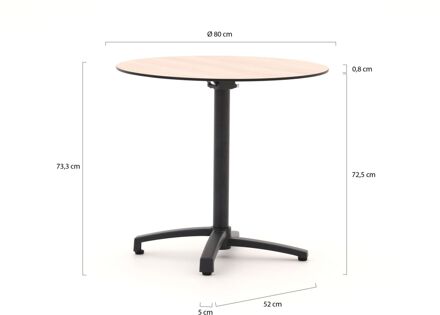 Bellagio Canzo klaptafel ø 80cm (h:73cm) - Laagste prijsgarantie! Grijs