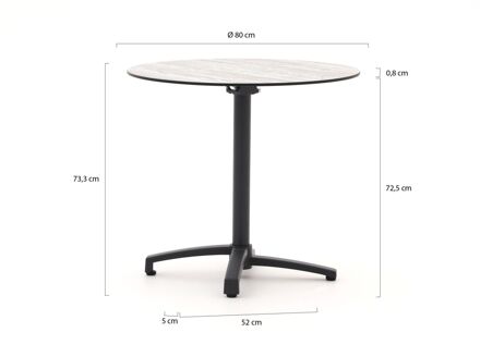 Bellagio Canzo klaptafel ø 80cm (h:73cm) - Laagste prijsgarantie! Grijs