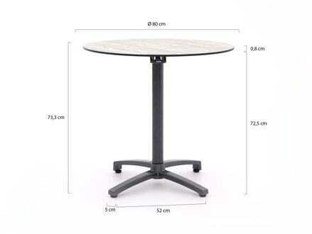 Bellagio Canzo klaptafel ø 80cm (h:73cm) - Laagste prijsgarantie! Zwart