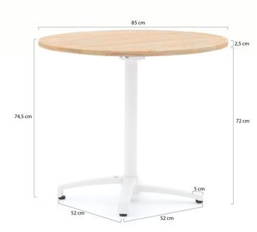 Bellagio Canzo klaptafel ø 85cm (h:75cm) - Laagste prijsgarantie! Bruin