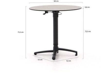 Bellagio Canzo klaptafel Ø80 (h:73/109cm) verstelbaar - Laagste prijsgarantie! Zwart