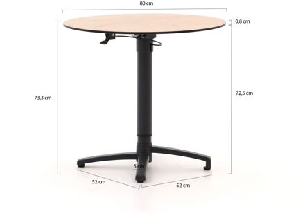 Bellagio Canzo klaptafel Ø80 (h:73/109cm) verstelbaar - Laagste prijsgarantie! Zwart