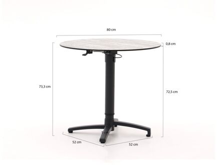 Bellagio Canzo klaptafel Ø80 (h:73/109cm) verstelbaar - Laagste prijsgarantie! Zwart