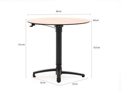 Bellagio Canzo klaptafel Ø80 (h:73/109cm) verstelbaar - Laagste prijsgarantie! Zwart