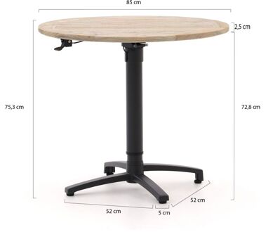 Bellagio Canzo klaptafel Ø85 (h:73/109cm) verstelbaar - Laagste prijsgarantie! Zwart