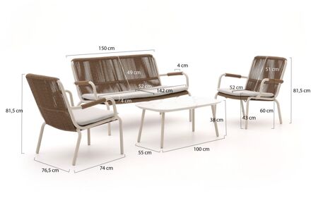Bellagio Caronia stoel-bank loungeset 4-delig - Laagste prijsgarantie! Taupe