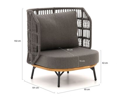 Bellagio Cavezzo/Cosiloft Ø120cm stoel-bank loungeset met vuurtafel 4-delig - Laagste prijsgarantie! Grijs
