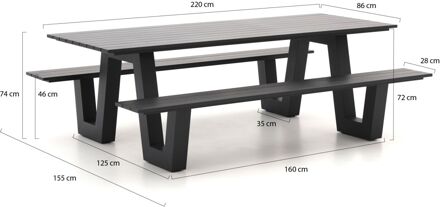Bellagio Cavoli picknicktafel 220x86x74cm - Laagste prijsgarantie! Grijs