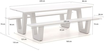 Bellagio Cavoli picknicktafel 220x86x74cm - Laagste prijsgarantie! Wit