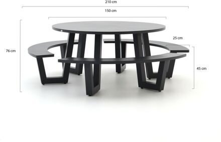 Bellagio Cavoli picknicktafel ø150cm - Laagste prijsgarantie! Grijs