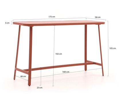 Bellagio Cino bartafel 175x58x105cm - Laagste prijsgarantie! Rood