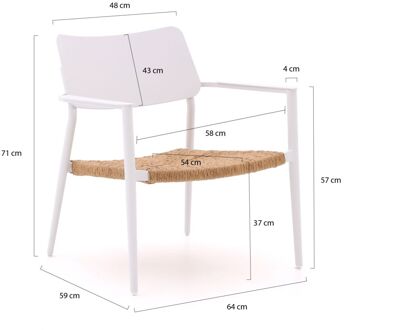 Bellagio Cino lounge tuinstoel stapelbaar met voetenbank - Laagste prijsgarantie! Wit