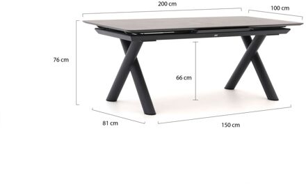 Bellagio Citadella dining tuintafel uitschuifbaar 200/260x100x76cm - Laagste prijsgarantie! Grijs