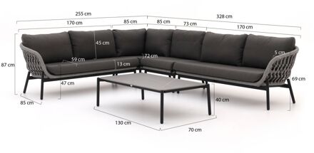 Bellagio Cupello hoek loungeset 5-delig links - Laagste prijsgarantie! Grijs