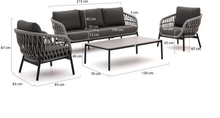 Bellagio Cupello stoel-bank loungeset 4-delig - Laagste prijsgarantie! Grijs