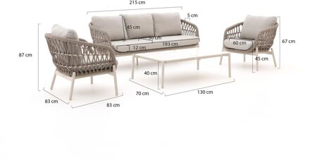 Bellagio Cupello stoel-bank loungeset 4-delig - Laagste prijsgarantie! Taupe