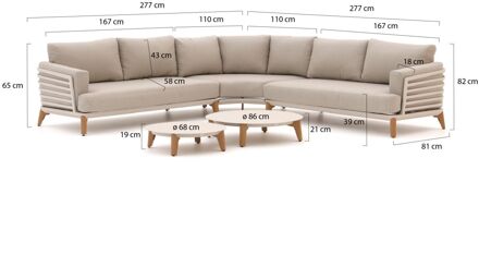 Bellagio Esenta hoek loungeset 5-delig 5-zits - Laagste prijsgarantie! Taupe