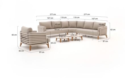 Bellagio Esenta hoek loungeset 6-delig 6-zits - Laagste prijsgarantie! Taupe