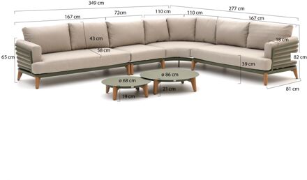 Bellagio Esenta hoek loungeset 6-delig rechts - Laagste prijsgarantie! Taupe