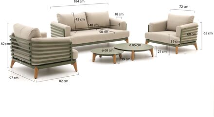 Bellagio Esenta stoel-bank loungeset 5-delig - Laagste prijsgarantie! Groen