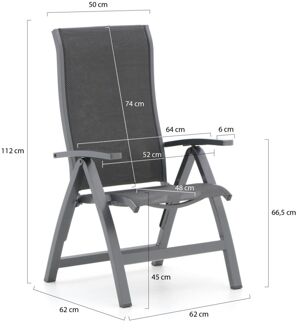 Bellagio Fermo/Fidenza 220cm dining tuinset 7-delig verstelbaar - Laagste prijsgarantie! Grijs