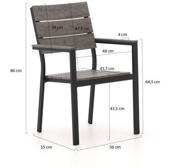 Bellagio Fidenza 160cm dining tuinset 5-delig stapelbaar - Laagste prijsgarantie! Zwart