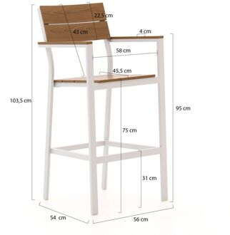 Bellagio Fidenza 220cm barset 7-delig - Laagste prijsgarantie! Wit