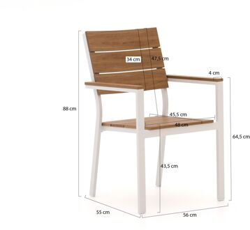 Bellagio Fidenza 220cm dining tuinset met bank 5-delig stapelbaar - Laagste prijsgarantie! Wit