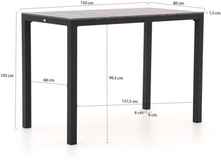 Bellagio Fidenza bartafel 150x80x105cm - Laagste prijsgarantie! Grijs