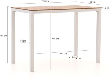 Bellagio Fidenza bartafel 150x80x105cm - Laagste prijsgarantie! Wit