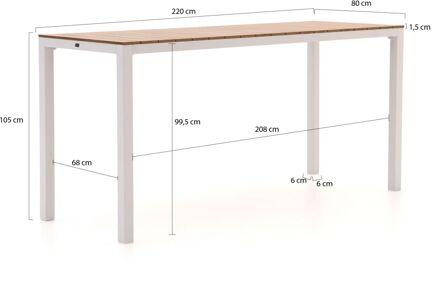 Bellagio Fidenza bartafel 220x80x105cm - Laagste prijsgarantie! Wit