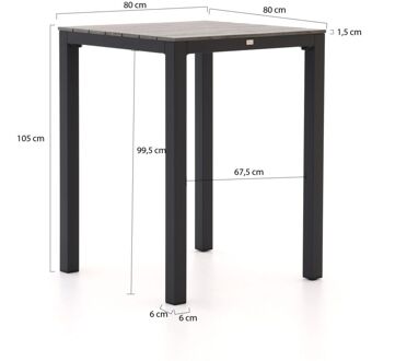 Bellagio Fidenza bartafel 80x80x105cm - Laagste prijsgarantie! Grijs