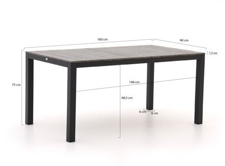Bellagio Fidenza dining tuintafel 160x90x75cm - Laagste prijsgarantie! Grijs
