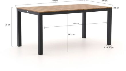 Bellagio Fidenza dining tuintafel 160x90x75cm - Laagste prijsgarantie! Grijs