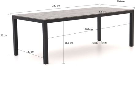 Bellagio Fidenza dining tuintafel 220x100x75cm - Laagste prijsgarantie! Grijs
