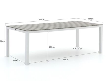 Bellagio Fidenza dining tuintafel 220x100x75cm - Laagste prijsgarantie! Wit