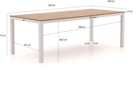 Bellagio Fidenza dining tuintafel 220x100x75cm - Laagste prijsgarantie! Wit