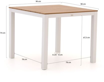 Bellagio Fidenza dining tuintafel 90x90x75cm - Laagste prijsgarantie! Wit